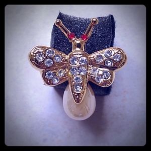 Cute rhinestone studded insect pin